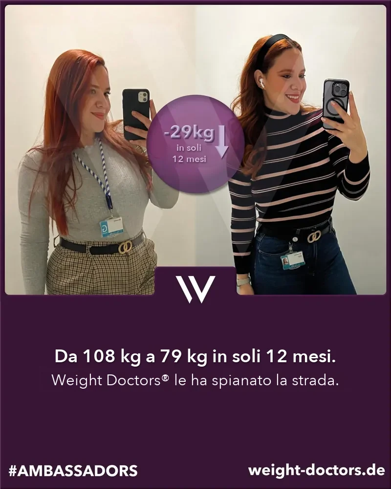 Weight Doctors® prima e dopo: paziente da 108 kg a 79 kg in dodici mesi