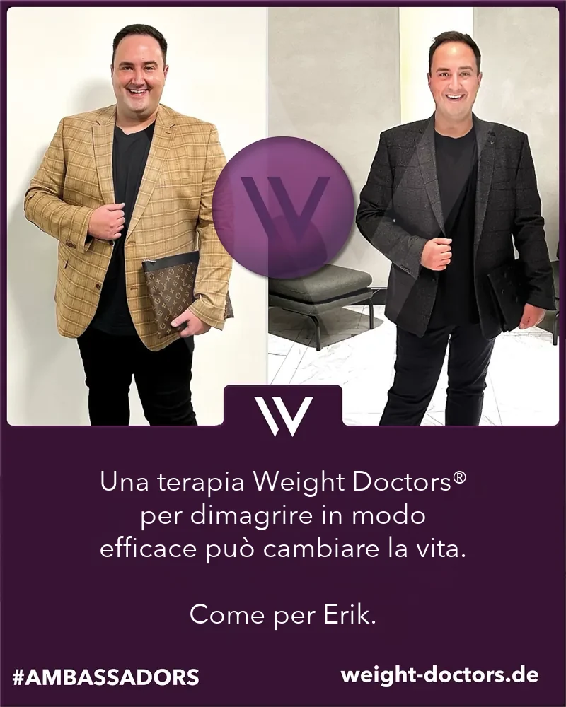 Weight Doctors® prima e dopo: Erik prima e dopo la sua terapia Weight Doctors® per dimagrire